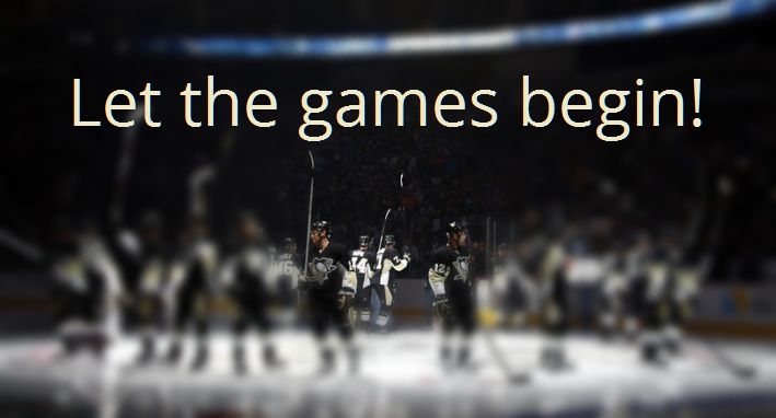 NHL börjar med text "let the games begin".